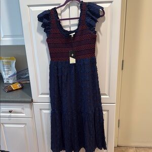 NWT tuckernuck Navy and Red Lace Dress